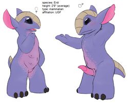 alien anthro armadillo duo english_text erdi erection eye_contact female lilo_and_stitch male mammal model_sheet multi_nipple nipples open_mouth penis petrock pussy reaching sheath standing text