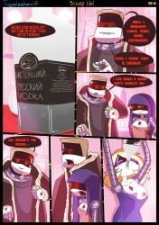 2024 2girls alcohol blonde_hair boozy_uzi breasts comic comic_page dialogue doll_(murder_drones) english english_text lizzy_(murder_drones) mob_face multiple_girls murder_drones nikolay_(toyslasher) page_94 page_number purple_hair robot robot_girl toyslasher vodka водка