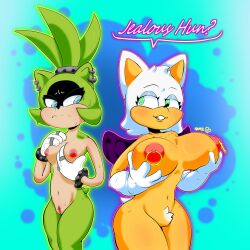 afrosoricid anthro bat big_breasts bodily_fluids breast_envy breasts clitoris clitoris_piercing duo female female/female genital_piercing genitals hamzsandwich hi_res holding_breast huge_breasts idw_publishing mammal nipple_piercing nipples nude piercing pussy rouge_the_bat sega simple_background sonic_(series) sonic_the_hedgehog_(comics) sonic_the_hedgehog_(idw) sonic_the_hedgehog_(series) surge_the_tenrec sweat tenrec