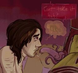 degradation dialogue five_nights_at_freddy's five_nights_at_freddy's_3 male male/male male_only mcinns self_harm_scars source_request speech_bubble springtrap springtrap_(fnaf) tentacle tentacle_dick tongue_out virtue vomit