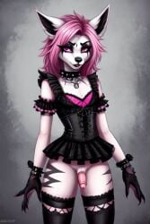 ai_generated castrated eunuch femboy gelded goth mightyena neutered pokemon pokemon_(species) sissy tagme