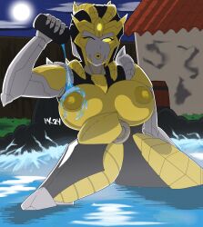 big_breasts breasts dracona_(transformers) fan_character madkat madkatz8 nipples nobleseven20 oc predacon robot robot_girl solo thick_thighs transformers yellow_eyes yellow_lipstick yellow_nipples