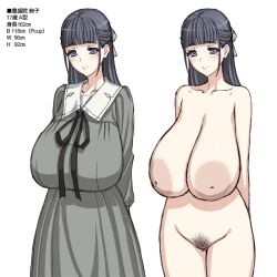 big_breasts blue_hair breasts female female_only heavy_breasts high_school long_hair magaki_ryouta massive_areolae massive_breasts nipples original pussy shiny student