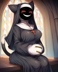 ai_generated anthro_only big_breasts blazblue catgirl female looking_at_viewer nun taokaka video_games zoochman