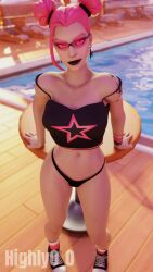 black_panties female_only fortnite glasses glowing_eyes pink-tinted_eyewear red_eyes sunglasses surf_witch_(fortnite) tinted_eyewear