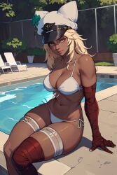 ai_generated bikini female guilty_gear looking_at_viewer mfcg pool ramlethal_valentine video_games