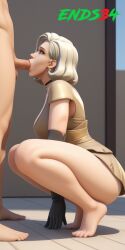 2024 ai_generated blonde_hair blowjob dress ends34 female female_focus formalwear_mercy lips mercy overwatch overwatch_2 sitting squatting