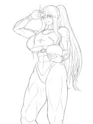 abs hoshiguma_yuugi muscular_female oni oni_female sketch touhou turkey_system