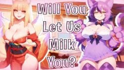 2girls asmr ball_fondling blonde_hair blowjob cat_ears cat_tail catgirl cheshire_cat deepthroat double_fellatio double_handjob erection fellatio femdom fox_ears fox_girl fox_tail inari interracial interspecies interview job_interview kitsune large_breasts light-skinned_female milking miyukiva monster_girl multicolored_hair multiple_tails nipples no_bra no_panties office patreon_exclusive soft_femdom sound_only_video sucking_balls sucking_penis tagme threesome video voice_acted yellow_eyes