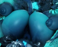 1boy 3d 3girls anus areolae ass ass_focus big_ass big_breasts big_butt blue_eyes blue_hair breasts cerberus_(fortnite) cerberus_(mayosplash) epic_games fortnite geodat64 glowing_eyes huge_ass huge_butt mythology nipples no_bra no_panties nude pussy short_hair tail thighs watermark