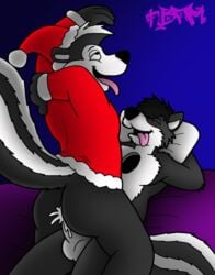 anal anal_sex anthro ass balls christmas cowgirl_position cum deke duo fucked_silly gay holidays hollow looney_tunes male mammal on_top penetration penis pepe_le_pew santa_claus sex skunk smooth_fur straddling tbfm tongue tongue_out warner_brothers