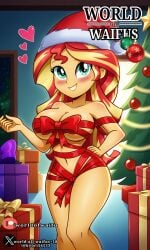 ai_generated equestria_girls mlp_g4 my_little_pony mylittlepony santa_claus santa_costume santa_hat sunset_shimmer