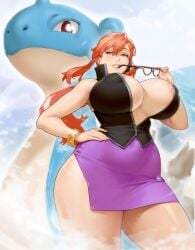 1girls glasses lorelei_(pokemon) materclaws pokemon pokemon_rgby red_hair