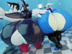 2boys 3d 3d_(artwork) ayax_(ayaxstudio) ayaxstudio background big_ass bubble_butt femboy furry greninja huge_ass hyper_ass male male_focus male_only pokemon pokemon_(species) shiny_skin stockings thick_thighs thigh_highs thighhighs voluptuous_male wide_hips wings