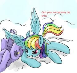 animal_genitalia cum duo english_text equine female feral friendship_is_magic horse horsecock justpony male mammal my_little_pony pegasus penis pony rainbow_dash_(mlp) straight text wingjob wings