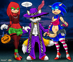 3boys abs androgynous anthro blue_fur blush breasts bulge clenched_teeth crossdressing dangling_testicles diphallia diphallism doomington english_text erect erect_nipples erection eyeliner femboy femboy_prostitute feminine_male fishnet_stockings flat_chest fur furry furry_tail girly group hedgehog heels high_heels hips huge_nipples huge_testicles knuckles_the_echidna lipstick looking_at_viewer male male_only male_prostitute mammal miles_prower multi_penis multi_tail muscle_tone penis penis_out pimp prostitution sega small_breasts sonic_(series) sonic_the_hedgehog sonicharinezumi tail tails team_sonic testicles text thighhighs trap wide_hips