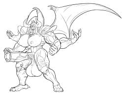 demon_girl futanari hyper_breasts hyper_penis muscular_futanari sketch turkey_system wings