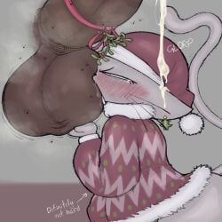 1:1 anthro arthropod ball_fondling balls big_balls big_penis blush bodily_fluids brown_body christmas christmas_clothing christmas_headwear christmas_sweater christmas_topwear christmas_tree clothing colored cum cum_on_body cum_on_hat digital_drawing_(artwork) digital_media_(artwork) domestic_cat duo ear_piercing ear_ring erection eyelashes felid feline felis fluffy_clothing fly_(animal) fondling genital_fluids genitals glorp grey_body hat headgear headwear holidays huge_balls insects kissing_balls male male/male mammal mistletoe musk musk_clouds open_mouth oral penis piercing plant red_clothing ribbon_on_penis ribbons ring_piercing saliva santa_hat simple_background sweater tail tears teeth tika tongue topwear tree whiskers zlut385