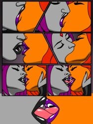 dc dc_comics fifth_page french_kiss french_kissing kaywest kissing koriand'r rachel_roth raven_(dc) starfire teen_titans tongue