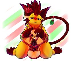 balls bondage bound christmas dong_ribbon erection holidays holly_(plant) living_gift looking_at_viewer male male_only nintendo penis plant pokemon pokemon_(species) precum raichu red_eyes ribbon_bondage ribbons roy_(raichu) roy_arashi solo video_games