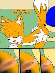 amatsucat anal anal_sex anthro anus ass backsack balls blue_eyes blush canine comic deep_rimming dialogue duo fox fur green_eyes hazardouss hedgehog licking male male_only mammal multiple_males oral penetration penis raised_tail rimming sega sex smile sofa sonic_(series) sonic_team sonic_the_hedgehog sonic_the_hedgehog_(series) sonic_the_hedgehog_2 tails tongue tongue_out video_games x-ray yaoi