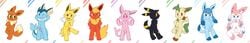 2014 3_fingers 3_toes anthro balls blush brown_eyes eevee eeveelution espeon flaccid flareon fur glaceon green_eyes group jolteon leafeon male male_only nintendo oob orange_eyes penis pink_eyes pokemon pokemon_(species) red_eyes sylveon toes umbreon vaporeon video_games