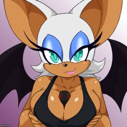 1girls anthro itakeabite large_breasts looking_at_viewer rouge_the_bat sonic_(series) sonic_the_hedgehog_(series)