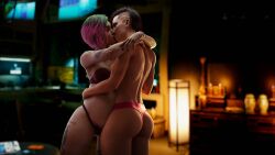 1futa 1girls 3d cyberpunk_2077 dinoboy555 futa_on_female futa_with_female futanari judy_alvarez kissing nude nude_female nude_futanari panties pregnant_female sex v_(cyberpunk_2077)