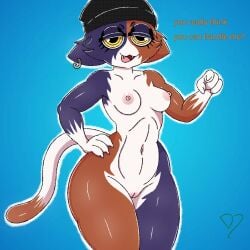 1:1 anthro breasts cute_body delphmaster domestic_cat english_text epic_games felid feline felis female fortnite genitals hi_res mammal meow_skulls nude pussy red_pussy slim small_breasts small_tail solo tail text yellow_eyes