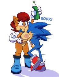 big_breasts blush monamania precum sally_acorn sega sonic_(series) sonic_the_hedgehog sonic_the_hedgehog_(series) surprised_expression topless_female wet_pussy