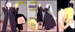 2girls 3girls ass black_hair blonde_hair blush buttcheeks comic comic_page embarrassed_female humiliated humiliation kingdom_hearts larxene namine organization_xiii smelly_ass smelly_butt stinky_ass stinky_butt underwear undies wedgie xion