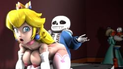 1boy 1girls 3d 3d_model ahe_gao ahegao_face blonde_hair blonde_hair_female blush caught caught_in_the_act caught_naked crossover cum_inside dwarf eastern_and_western_character female give_us_your_balls human male male/female male_penetrating male_penetrating_female mario_(series) nintendo papyrus papyrus_(undertale) penetration penis_in_pussy princess_peach princess_rosalina sans sfm skeleton source_filmmaker sweat undertale undertale_(series) video_game video_games weird_crossover