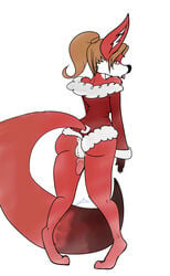 anthro anus ass canine christmas clothed clothing fox girly holidays male mammal penis radicalweegee scarlet_svobodova solo