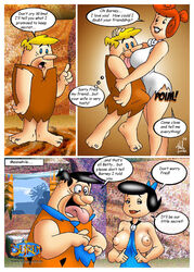 barney_rubble betty_rubble comic female fred_flintstone hanna-barbera human male nipples os_fuckstones seiren straight the_flintstones wilma_flintstone