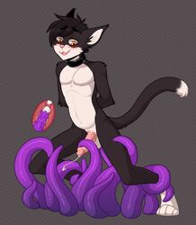 anal bulge egg_implantation feline furry furry_only jamie_sharp male mammal no_humans oviposition solo_focus tentacle tentacle_on_male tuxedo_cat yaoi