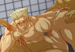 4boys all_fours anal biceps blonde_hair blue_eyes blush capcom censored cum cum_on_back cum_on_boy cum_on_face cumshot doggy_style ejaculation fake_iron gangbang gay group_sex guile male male_nipples male_only muscles oral pecs penis pubic_hair straight_hair street_fighter street_fighter_alpha street_fighter_alpha_2 street_fighter_alpha_3 sweat tattoo vein veiny_penis yaoi