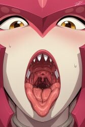 1girls breath_of_the_wild female female_only female_pred jorabora maw_shot mipha monster_girl open_mouth oral orange_eyes sharp_teeth solo the_legend_of_zelda unusual_pupils unusual_teeth vore zora