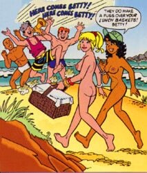 2girls archie_andrews archie_comics ass betty_cooper black_hair blonde_hair breasts chuck_clayton dark-skinned_female dark_skin jughead_jones kentoons multiple_girls nancy_woods nude