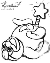 anal_insertion anthro furry insertion ket-ralus king_dedede kirby_(series) male male_only monochrome open_mouth simple_background solo star_rod white_background wip