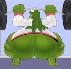 carafalsa funa_(bubbleburningxl) goblin goblin_female green_skin hyper_ass squatting weightlifting