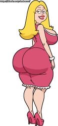 1girls 20th_century_fox american_dad blackmorty_(artist) blonde_hair bubble_butt dat_ass female female_only francine_smith high_heels huge_ass huge_breasts looking_at_viewer looking_back smiling solo