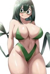 1girls 2d 2d_animation absurd_res alternate_breast_size animated breasts female green_hair hi_res huge_breasts jasony large_breasts light-skinned_female light_skin long_hair my_hero_academia simple_background swimsuit thick_thighs tsuyu_asui wide_hips