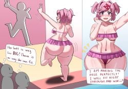 1girls ass big_breasts bikini bottom_heavy breasts dialogue doki_doki_literature_club female full_body game_show hourglass_figure huge_ass huge_hips human natsuki_(doki_doki_literature_club) text wide_hips ytrall