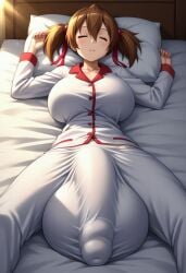 1futa ai_generated anime ayano_keiko back balls_bigger_than_penis balls_under_clothes bangs bed bed_sheet big_balls big_breasts big_penis big_testicles blush bulge civitai closed_eyes collarbone erect_penis erection erection_under_clothes erection_under_pants full-package_futanari futa_only futanari hair_between_eyes hair_ribbon huge_balls huge_breasts huge_bulge huge_testicles indoors long_sleeves lying mizuiro01 on_back on_bed pajamas pants parted_lips penis_under_clothes pillow ribbon shirt short_twintails silica sleeping solo solo_futa sword_art_online testicles twintails white_pants white_shirt