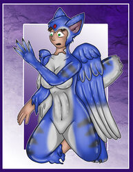 anthro avian big_breasts breasts dragonmanmike female gender_transformation goo gryphon human mammal nude open_mouth pussy rubber shiny solo transformation wings