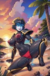 1robot_girl ai_generated big_breasts blue_eyes breasts female nipples robot_girl robot_humanoid roger1011 solo squatting thick_thighs thighs transformers wet_pussy windblade