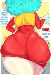 abuhashbrown ass ass_focus ass_in_dress big_ass bottom_heavy bubble_butt bulma_briefs clothing dat_ass dialogue dragon_ball dragon_ball_z dress fat_ass huge_ass large_ass massive_ass pantylines png rear_view text thick_ass thick_thighs thunder_thighs wide_hips