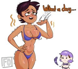 2girls amity_blight big_breasts big_butt bikini disney disney_channel faraday_one female female_only luz_noceda multiple_girls purple_hair solo_focus sweaty tagme the_owl_house