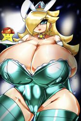 1girls 2022 blonde_hair blue_eyes breasts bunny_ears bunnysuit choker crown earrings erect_nipples female female_only gloves huge_breasts kotarodayo1126 long_hair looking_at_viewer mario_(series) nipples nipples_visible_through_clothing princess_rosalina smile solo standing star stockings super_mario_bros. thick_thighs white_skin wide_hips