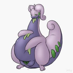 clitoris female goodra green_pussy nintendo overweight pokemon pokemon_(species) pokephilia pussy pussy_juice slime solo video_games white_background x03